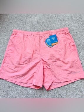 Columbia Men’s Coral Pink Omni shade 50 UPF Athletic fishing Shorts XXL